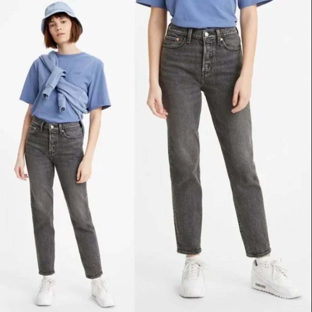 Levi's Wedgie Jeans Straight Leg Tapered High Rise Button Fly Grey 29